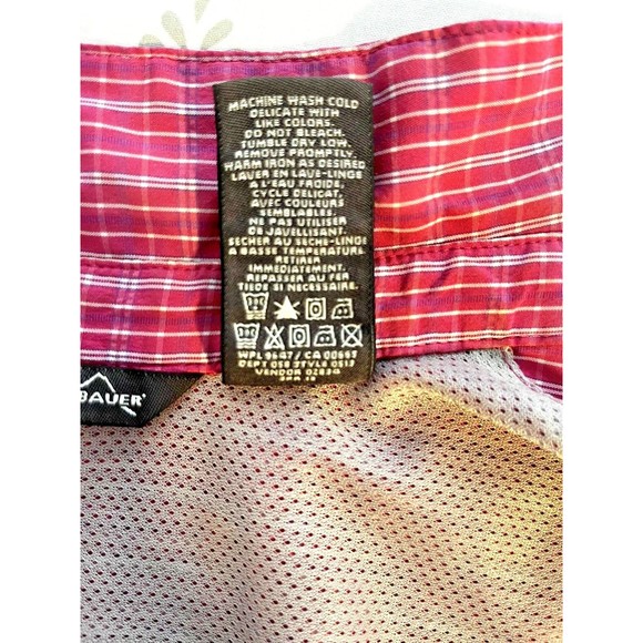 Eddie Bauer Womens Long Sleeve Button Front Top size SP Pink White Pinstriped - Picture 10 of 10